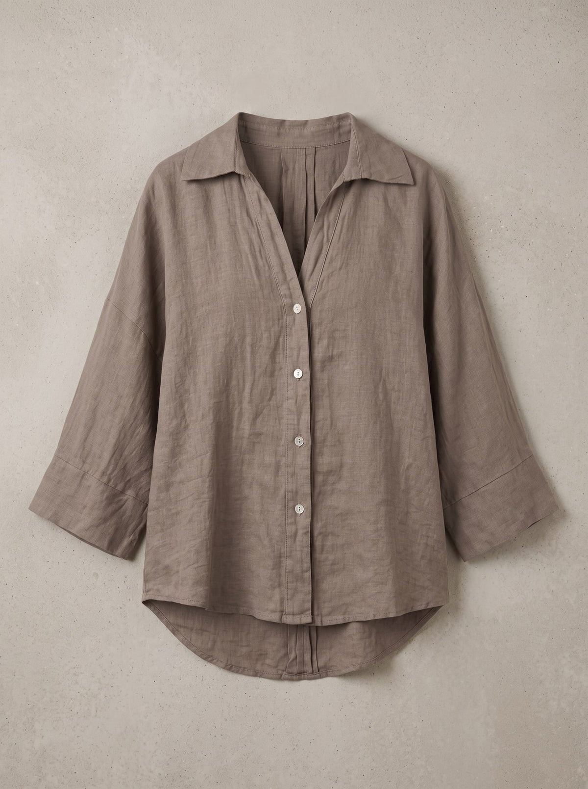 CAMICIA OVERSIZE IN LINO Fango - still life - IRONICA