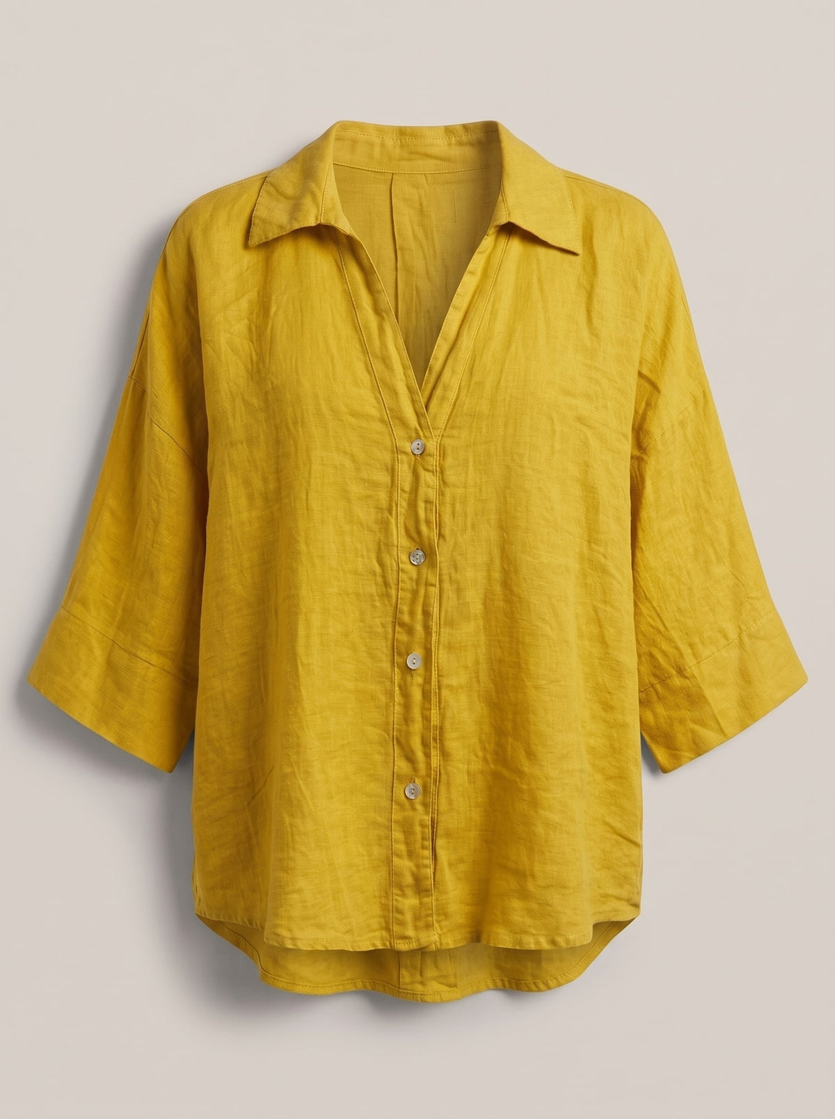 CAMICIA OVERSIZE IN LINO Senape - still life - IRONICA