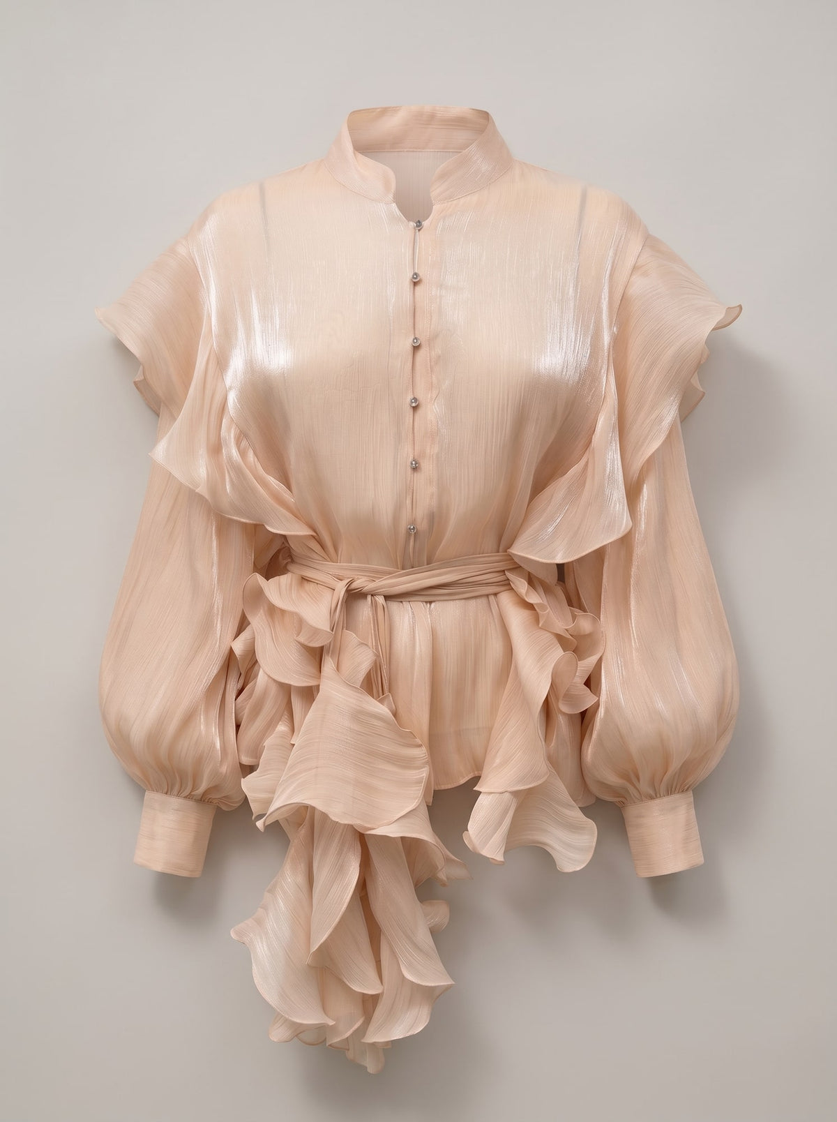 CAMICIA SEMITRASPARENTE CON ROUCHES Rosa - still life - IRONICA