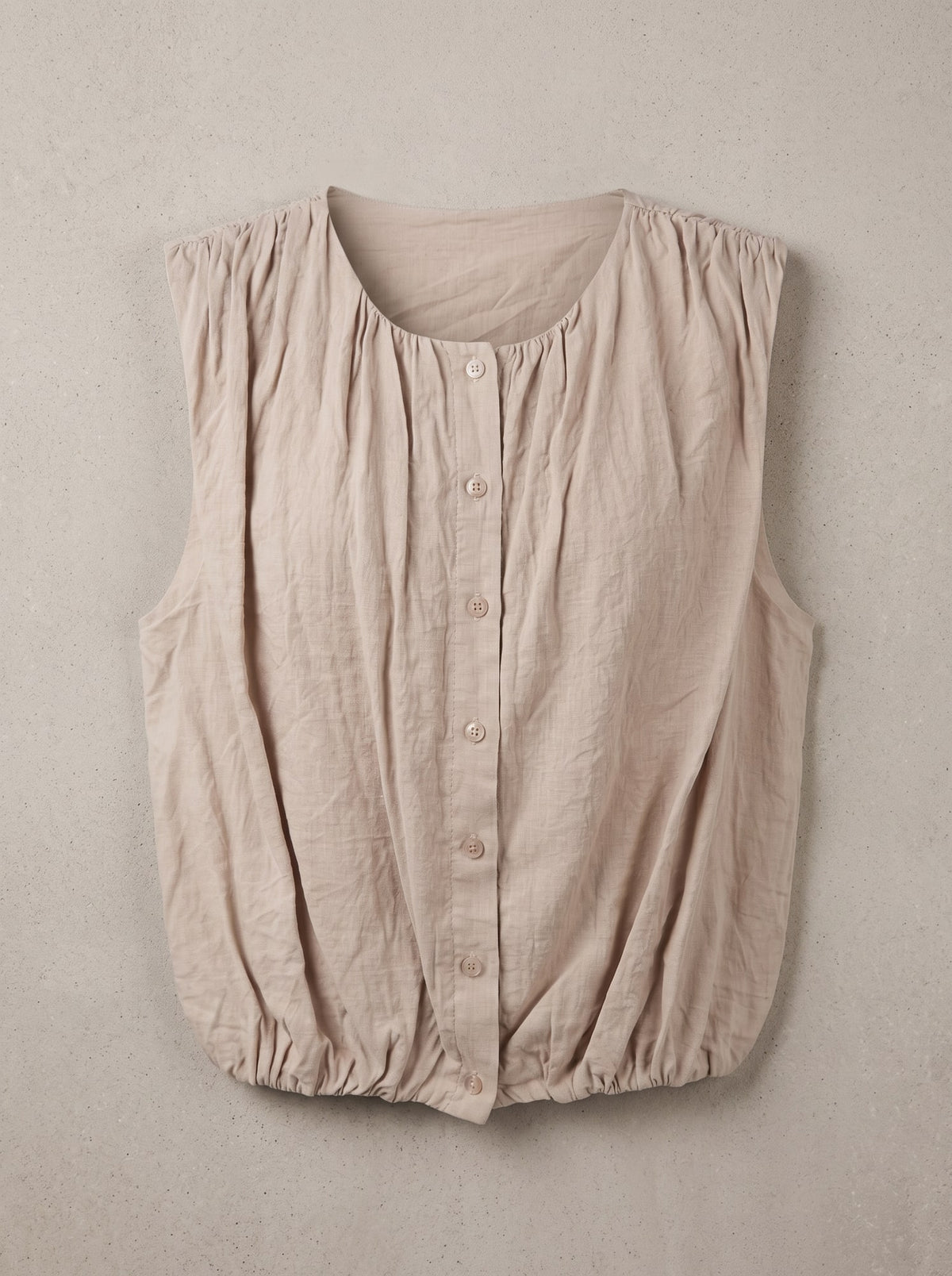CAMICIA SENZA MANICHE EFFETTO PALLONCINO Beige - still life - IRONICA