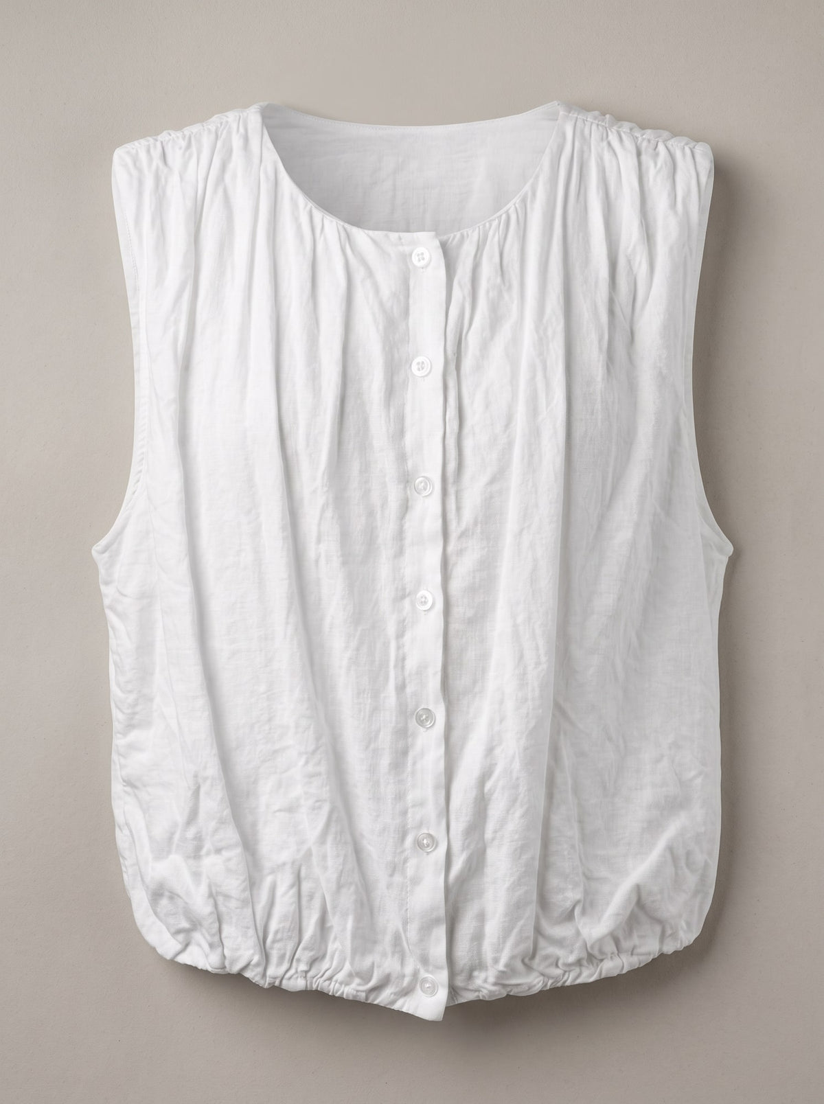 CAMICIA SENZA MANICHE EFFETTO PALLONCINO Bianco - still life - IRONICA