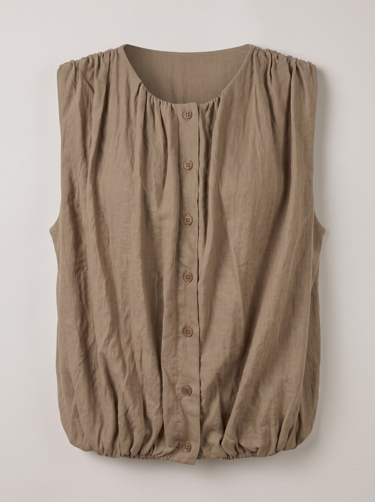 CAMICIA SENZA MANICHE EFFETTO PALLONCINO Fango - still life - IRONICA