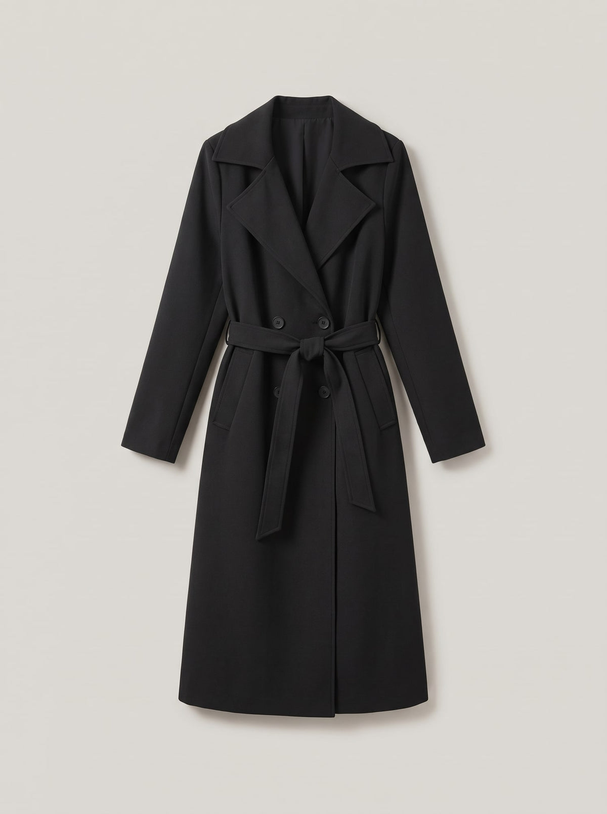 CAPPOTTO DOPPIOPETTO CON CINTURA Nero - still life - IRONICA