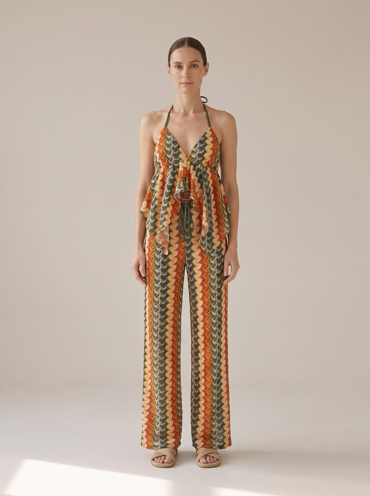 COORDINATO CROCHET ASIMMETRICO Oliva - indossato - IRONICA
