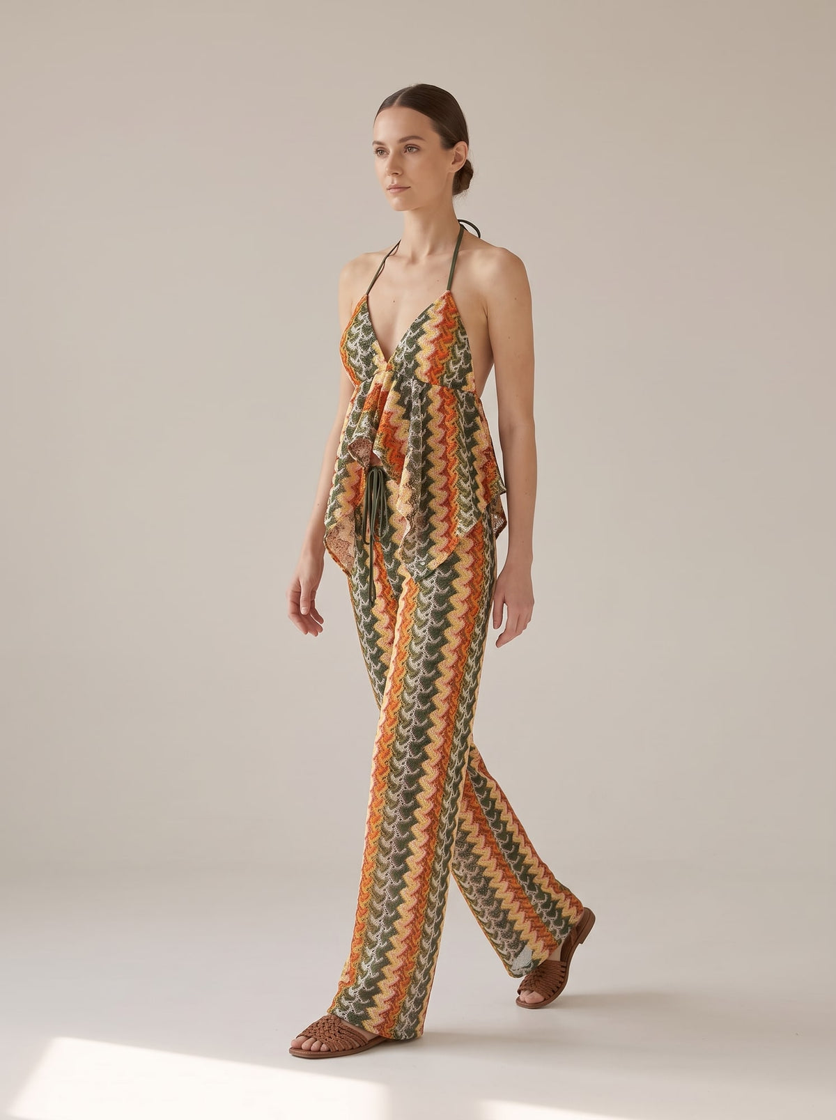 COORDINATO CROCHET ASIMMETRICO Oliva - in movimento - IRONICA