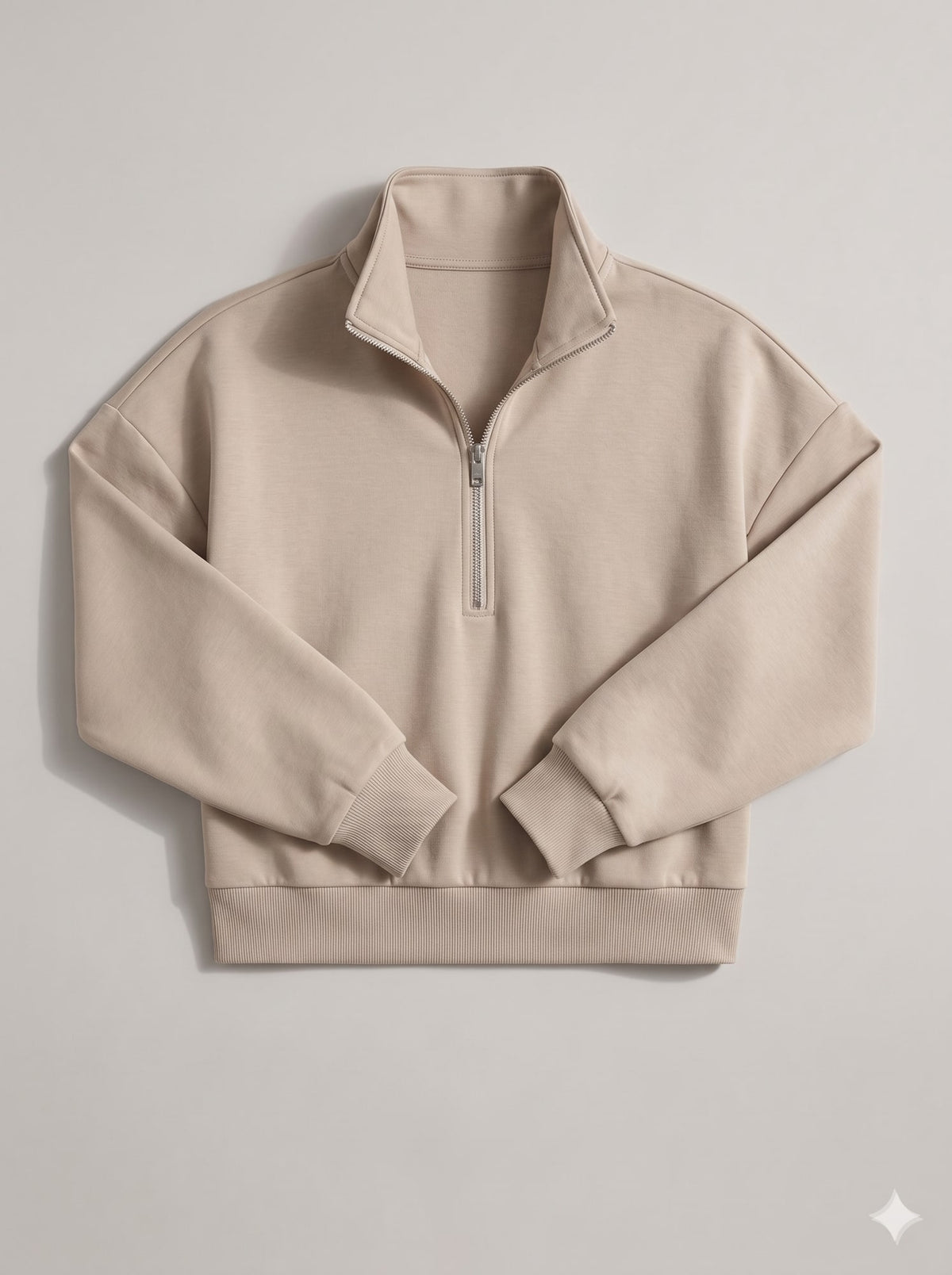 FELPA CROP CON CERNIERA Beige - still life - IRONICA