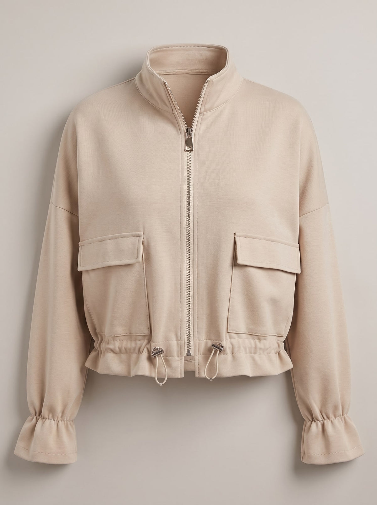FELPA CROPPED CON TASCHE CARGO Beige - still life - IRONICA