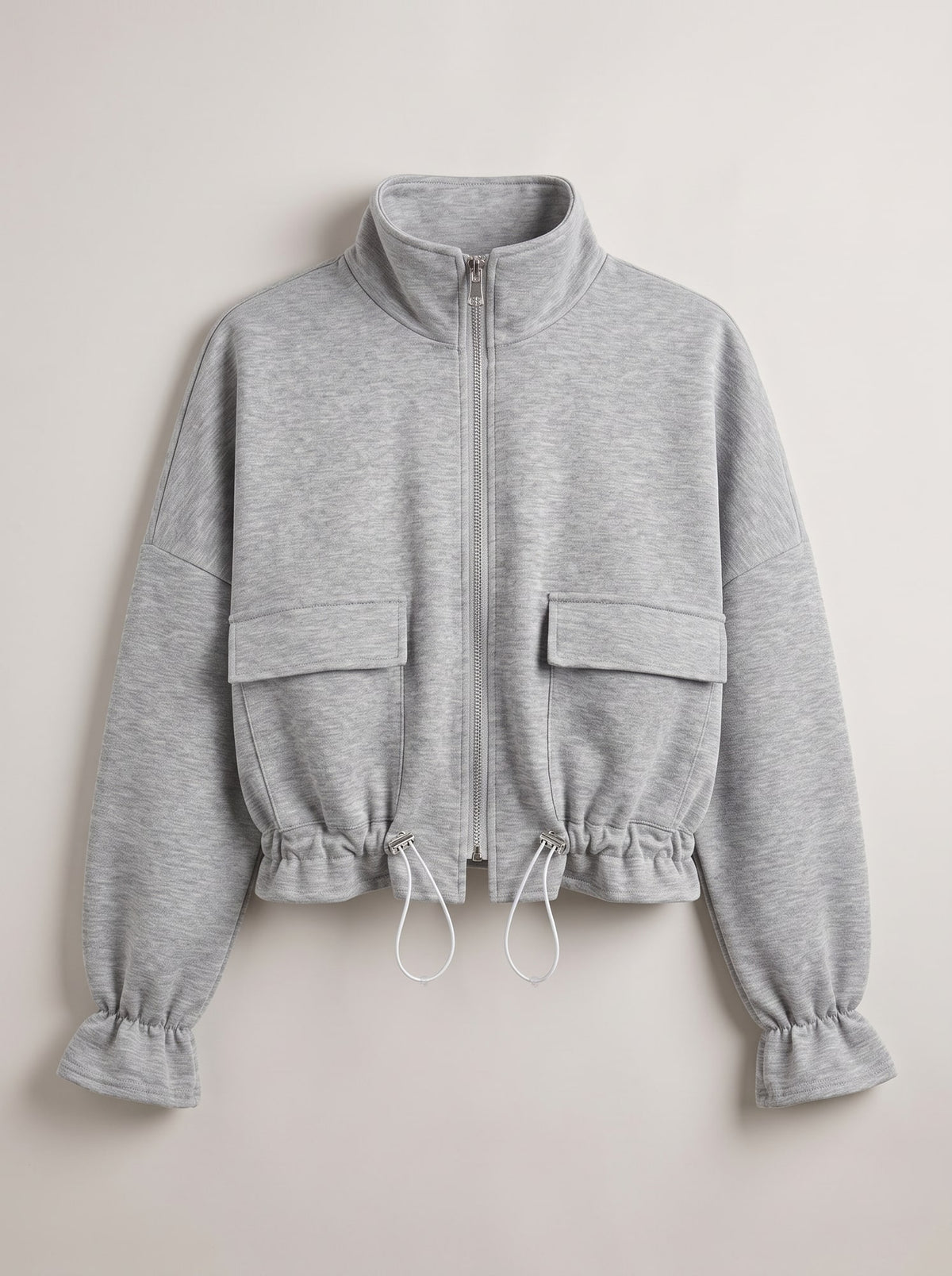 FELPA CROPPED CON TASCHE CARGO Grigio - still life - IRONICA