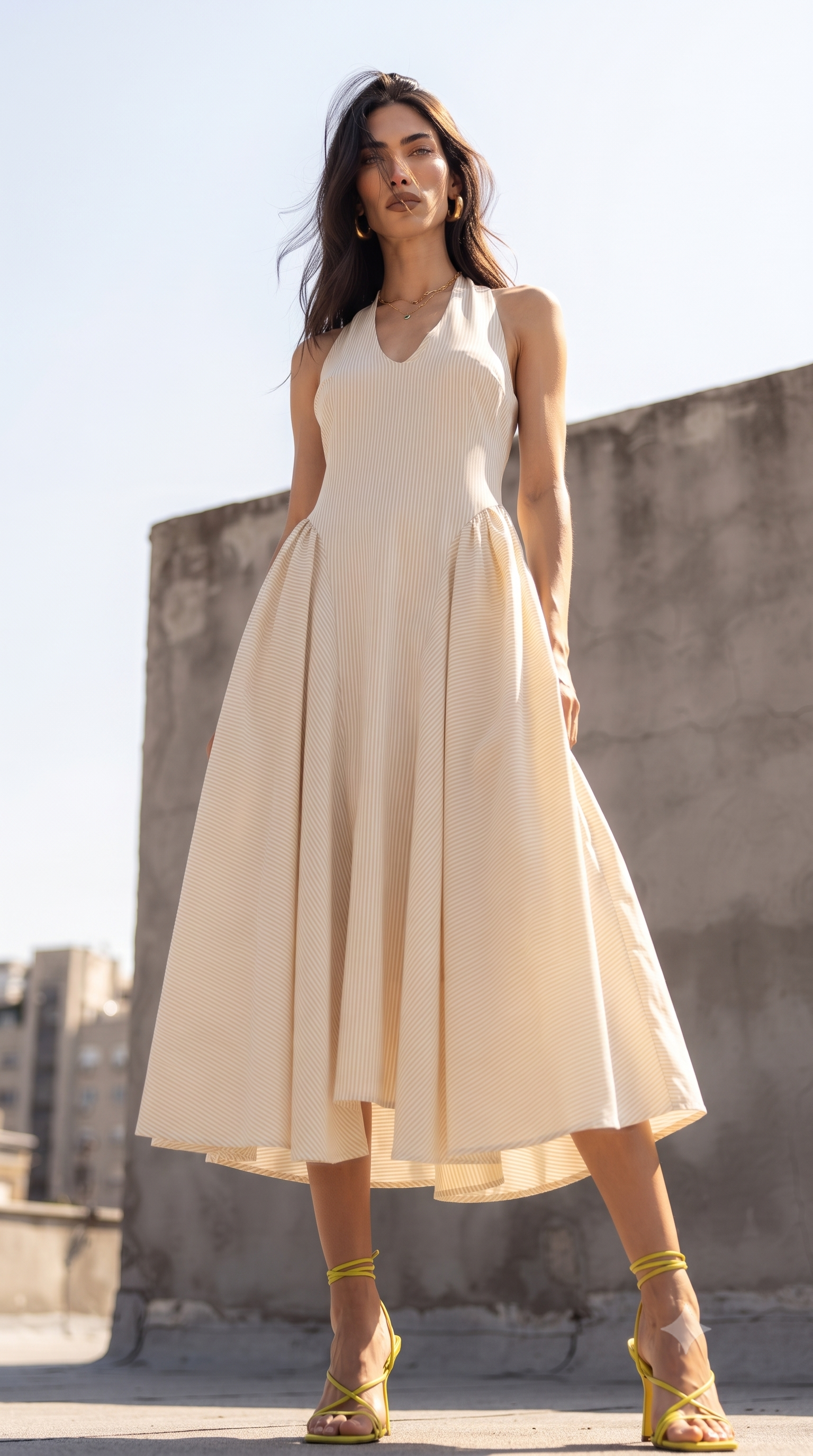 STRIPED MIDI DRESS-thumbmail-1
