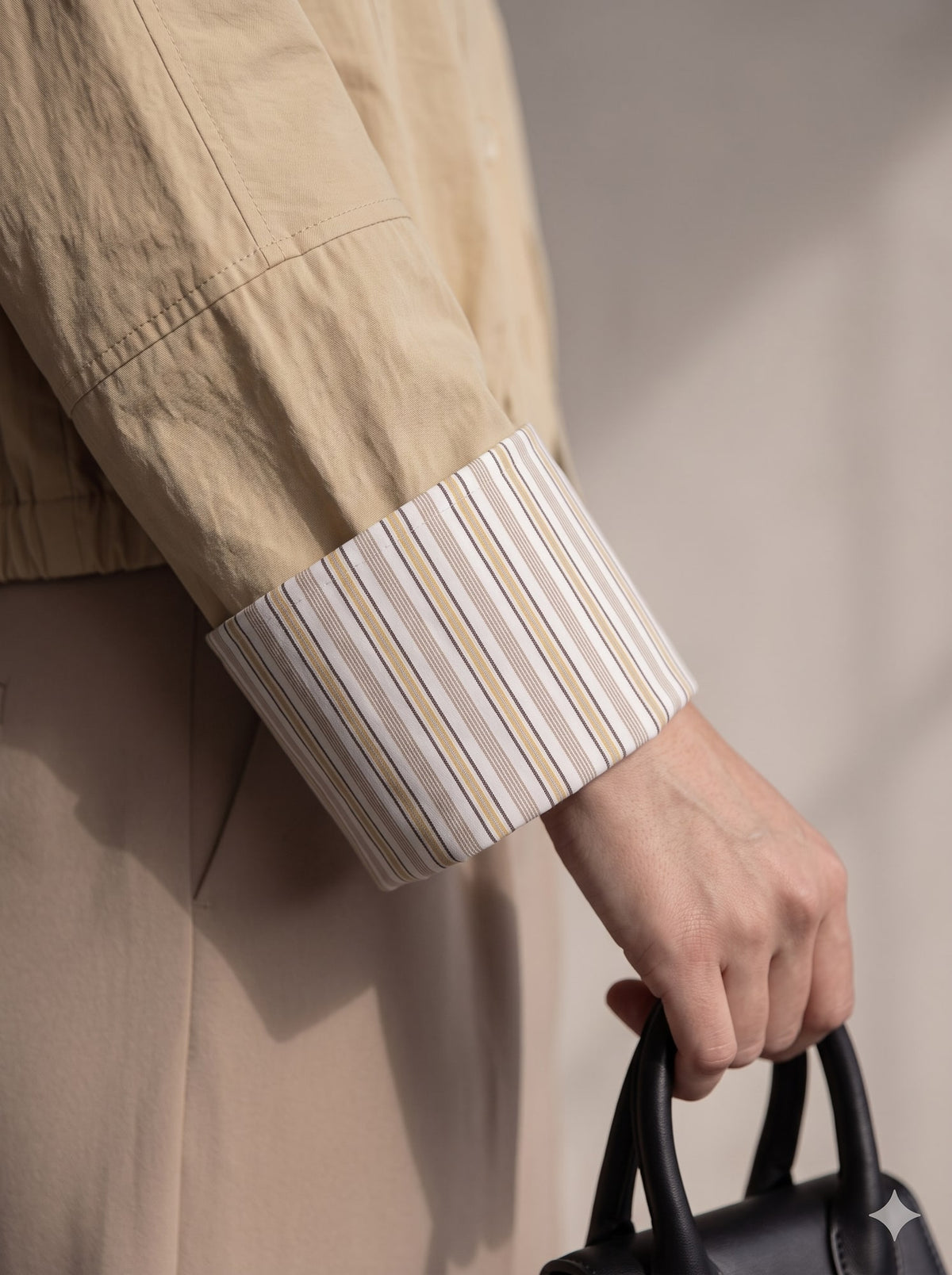 GIACCA CROPPED CON COULISSE Beige - dettaglio - IRONICA