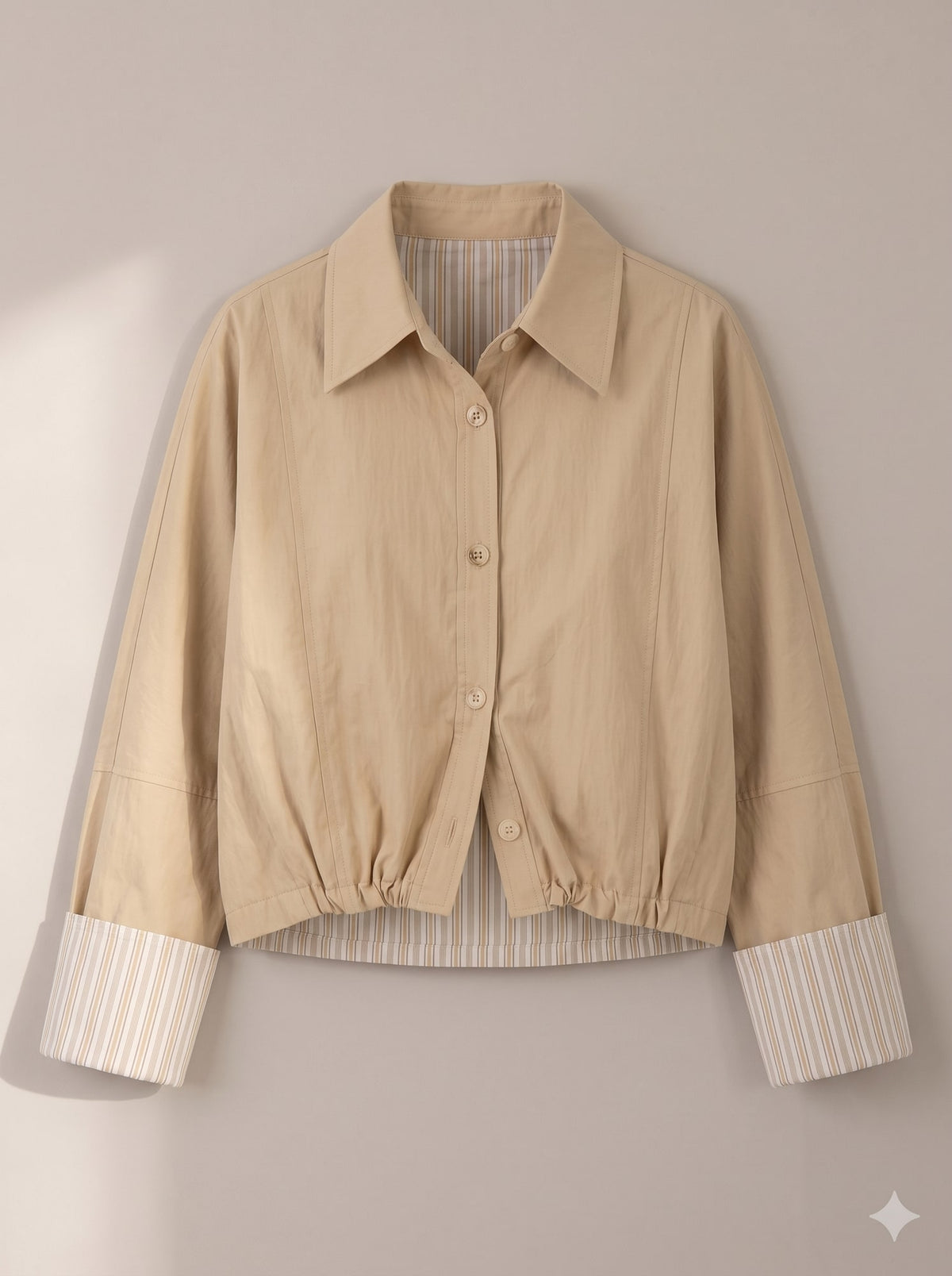 GIACCA CROPPED CON COULISSE Beige - still life - IRONICA