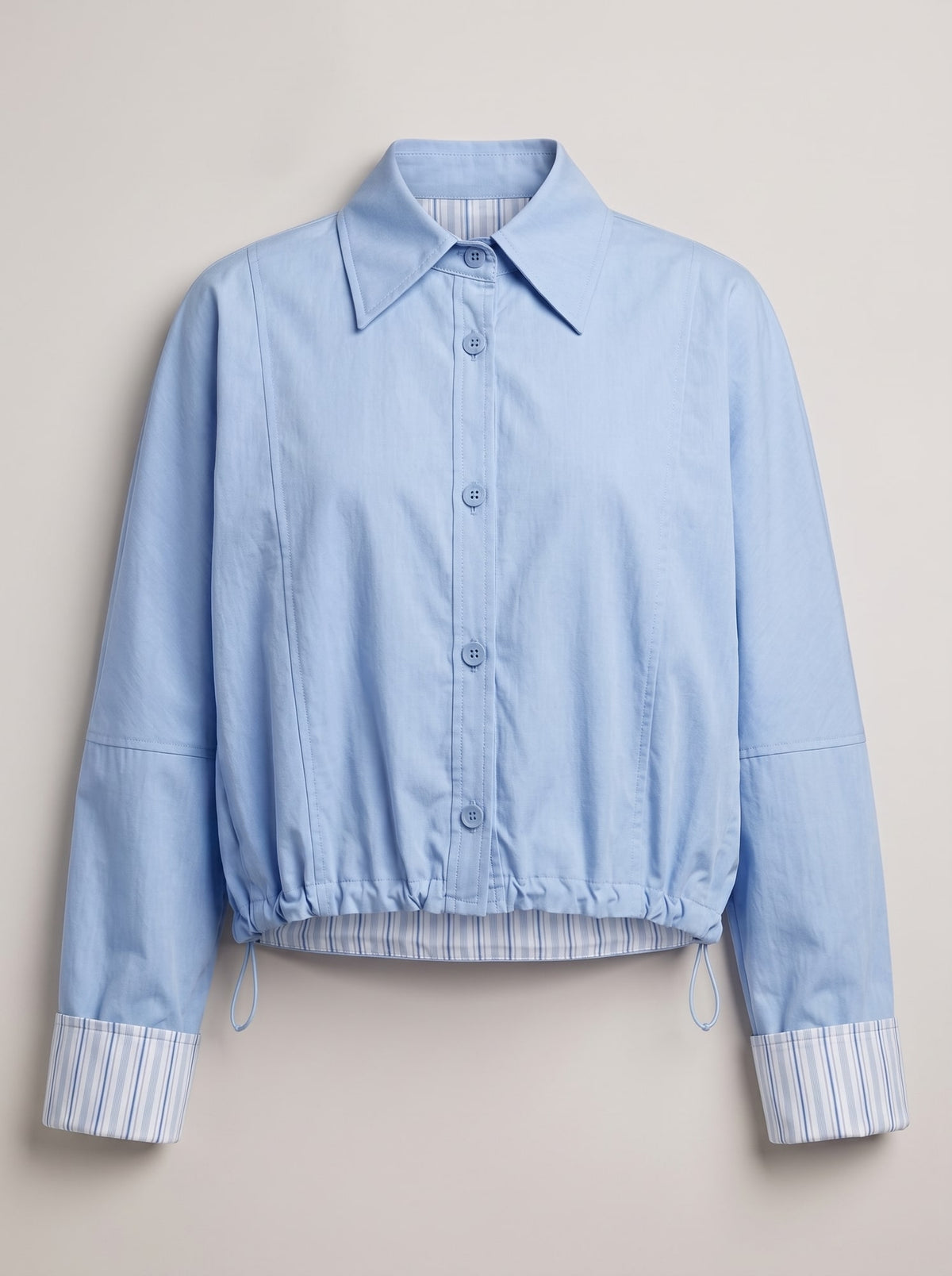 GIACCA CROPPED CON COULISSE Celeste - still life - IRONICA
