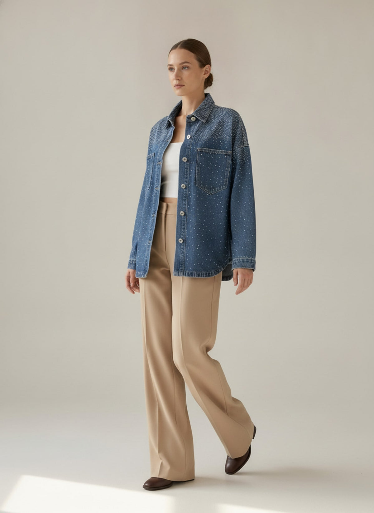 GIACCA DENIM OVERSIZE CON STRASS Denim - in movimento - IRONICA