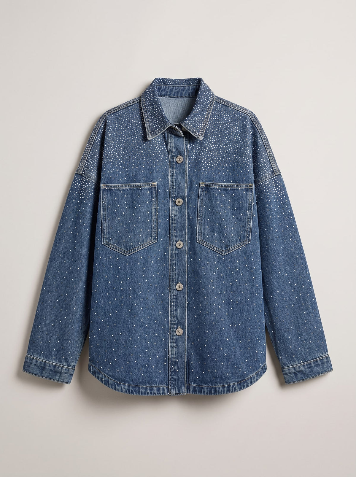 GIACCA DENIM OVERSIZE CON STRASS Denim - still life - IRONICA