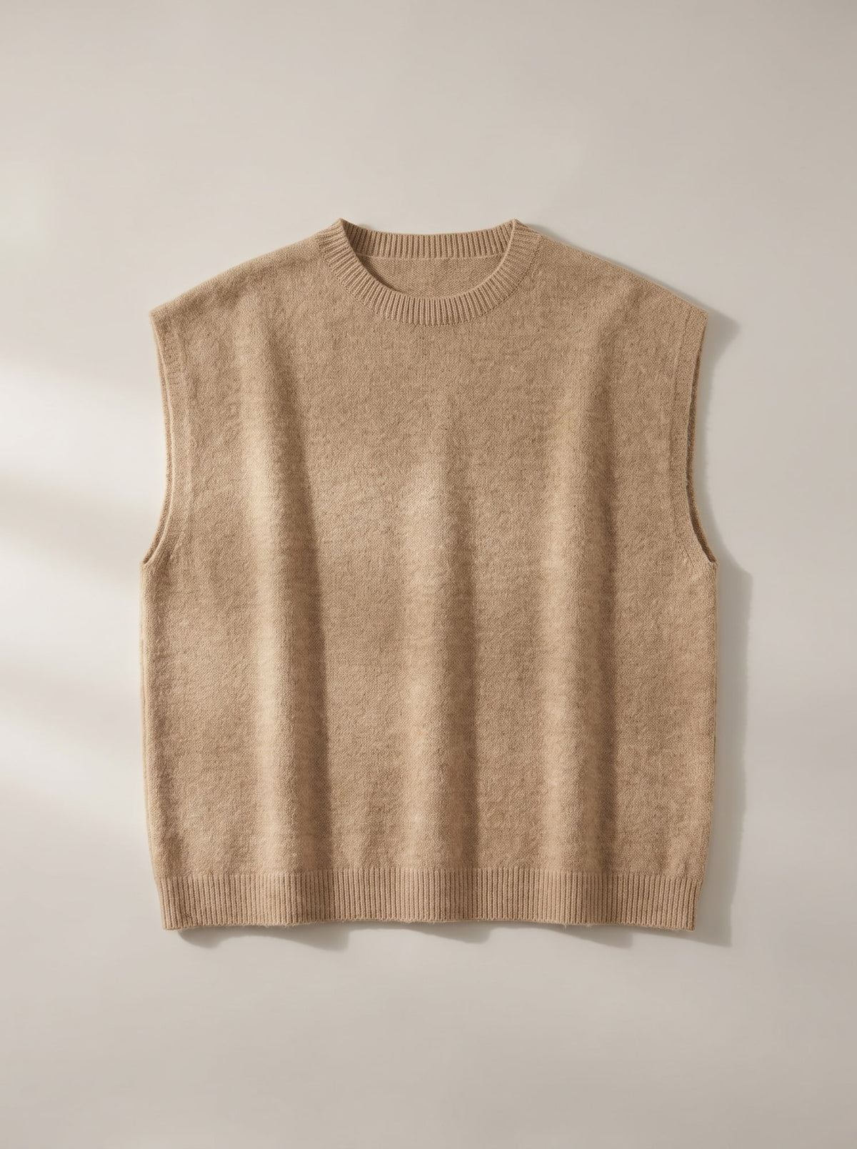 GILET IN MAGLIA GIROCOLLO Beige - still life - IRONICA