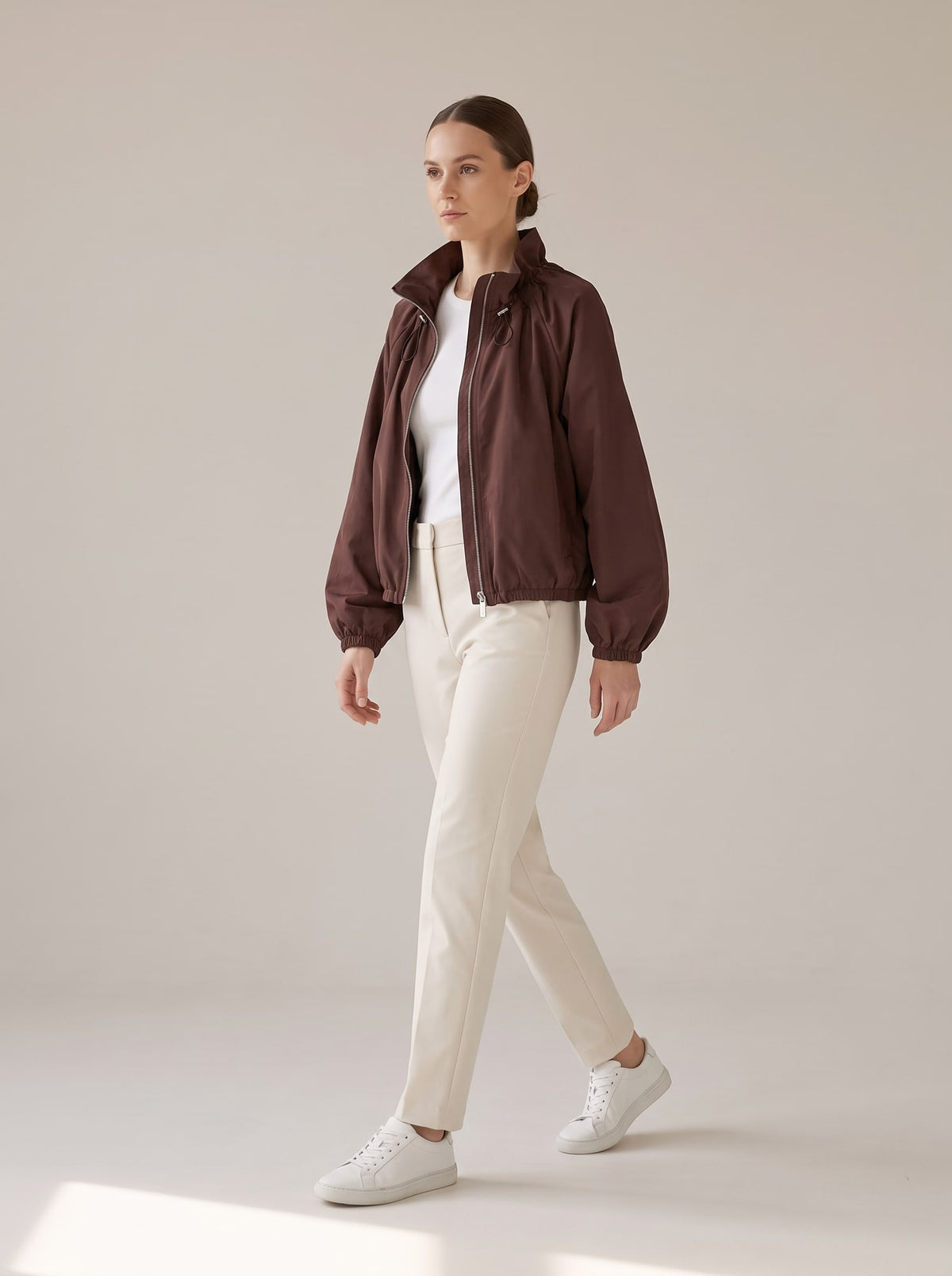 GIUBBOTTO CON ZIP E COULISSE Burgundy - in movimento - IRONICA