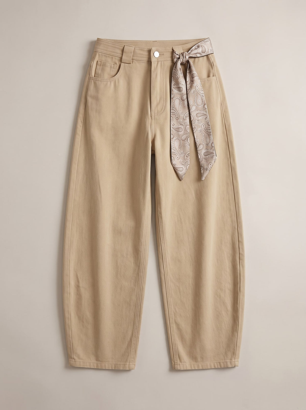 JEANS BAGGY CON FOULARD Beige - still life - IRONICA