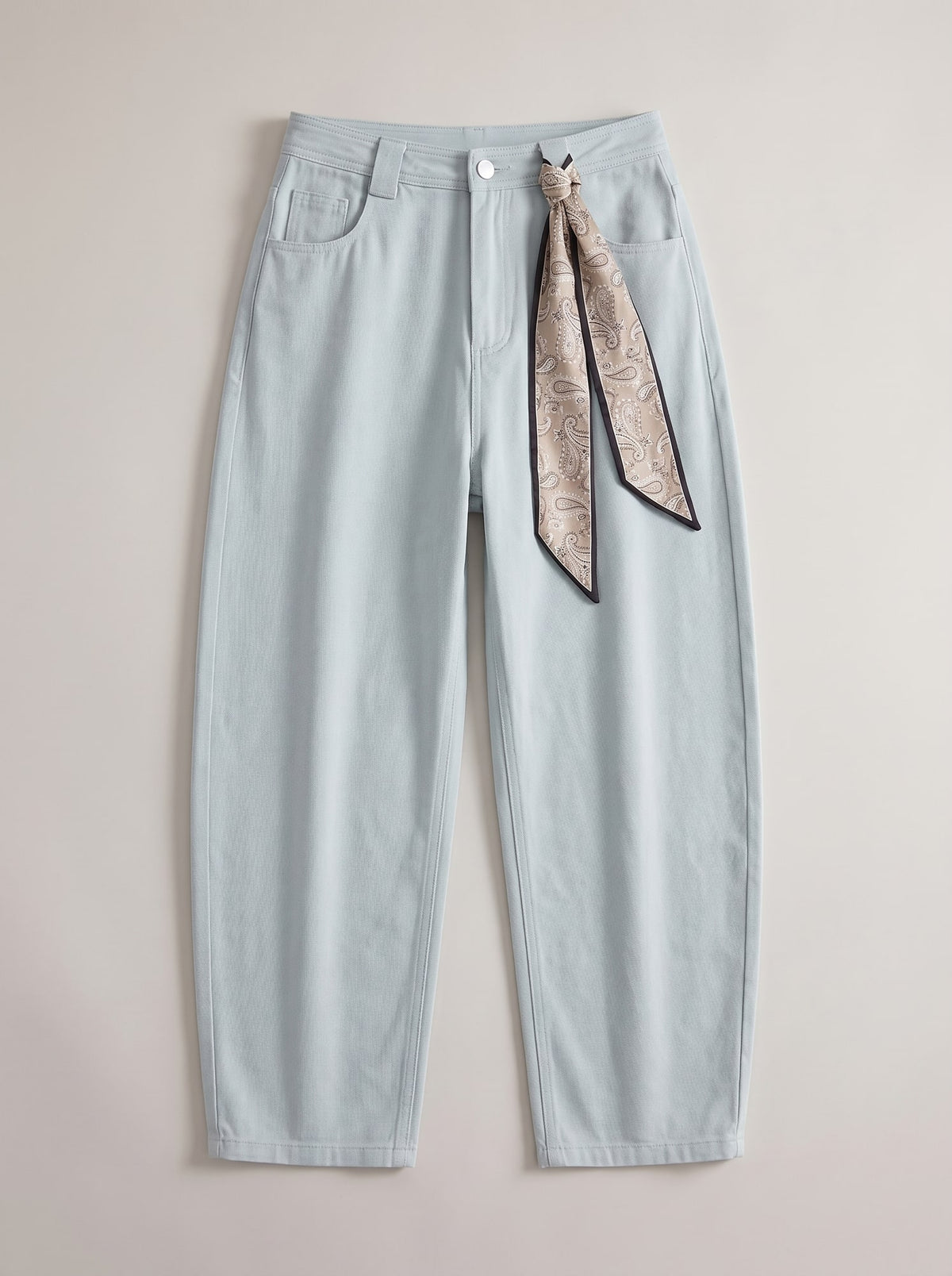 JEANS BAGGY CON FOULARD Celeste - still life - IRONICA