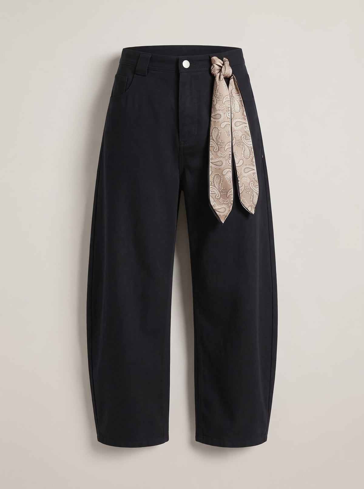 JEANS BAGGY CON FOULARD Nero - still life - IRONICA