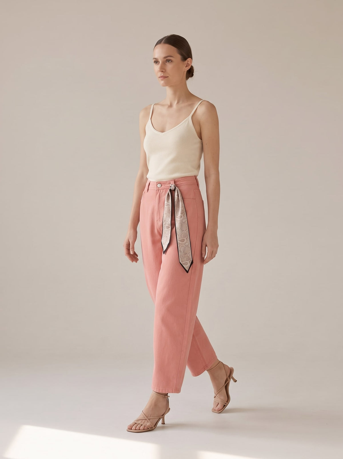 JEANS BAGGY CON FOULARD Rosa - in movimento - IRONICA