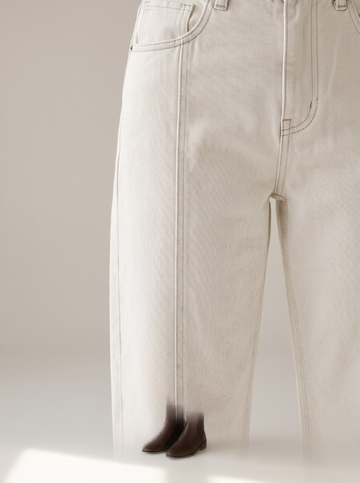 JEANS BARREL A VITA ALTA Off White - dettaglio - IRONICA