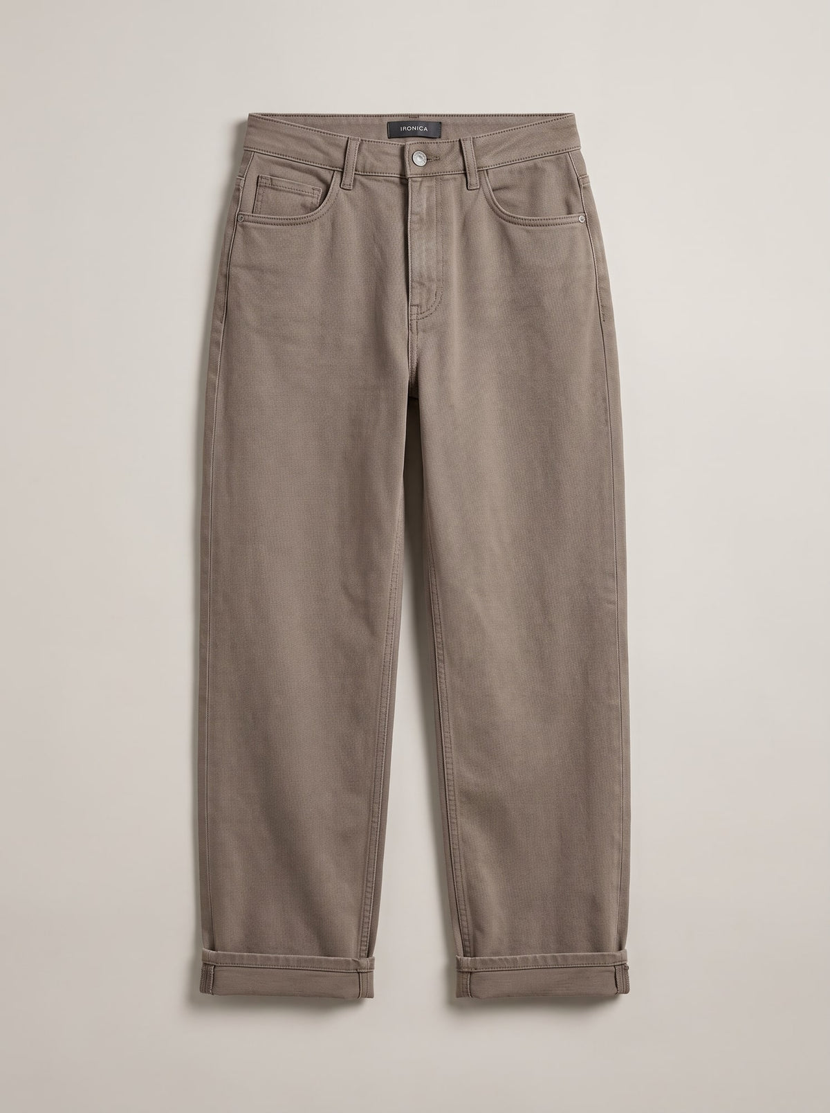 JEANS WIDE LEG A VITA ALTA Tortora - still life - IRONICA
