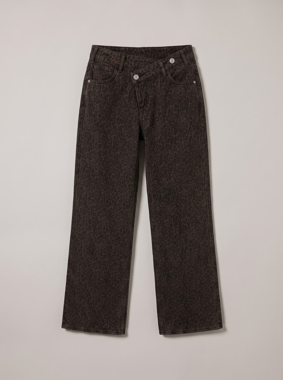JEANS WIDE LEG VITA ASIMMETRICA Leopardato - still life - IRONICA