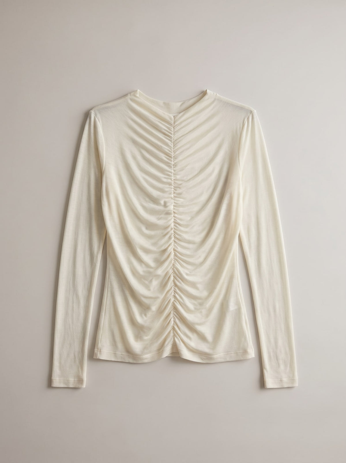 MAGLIA ARRICCIATA A MANICA LUNGA Avorio - still life - IRONICA