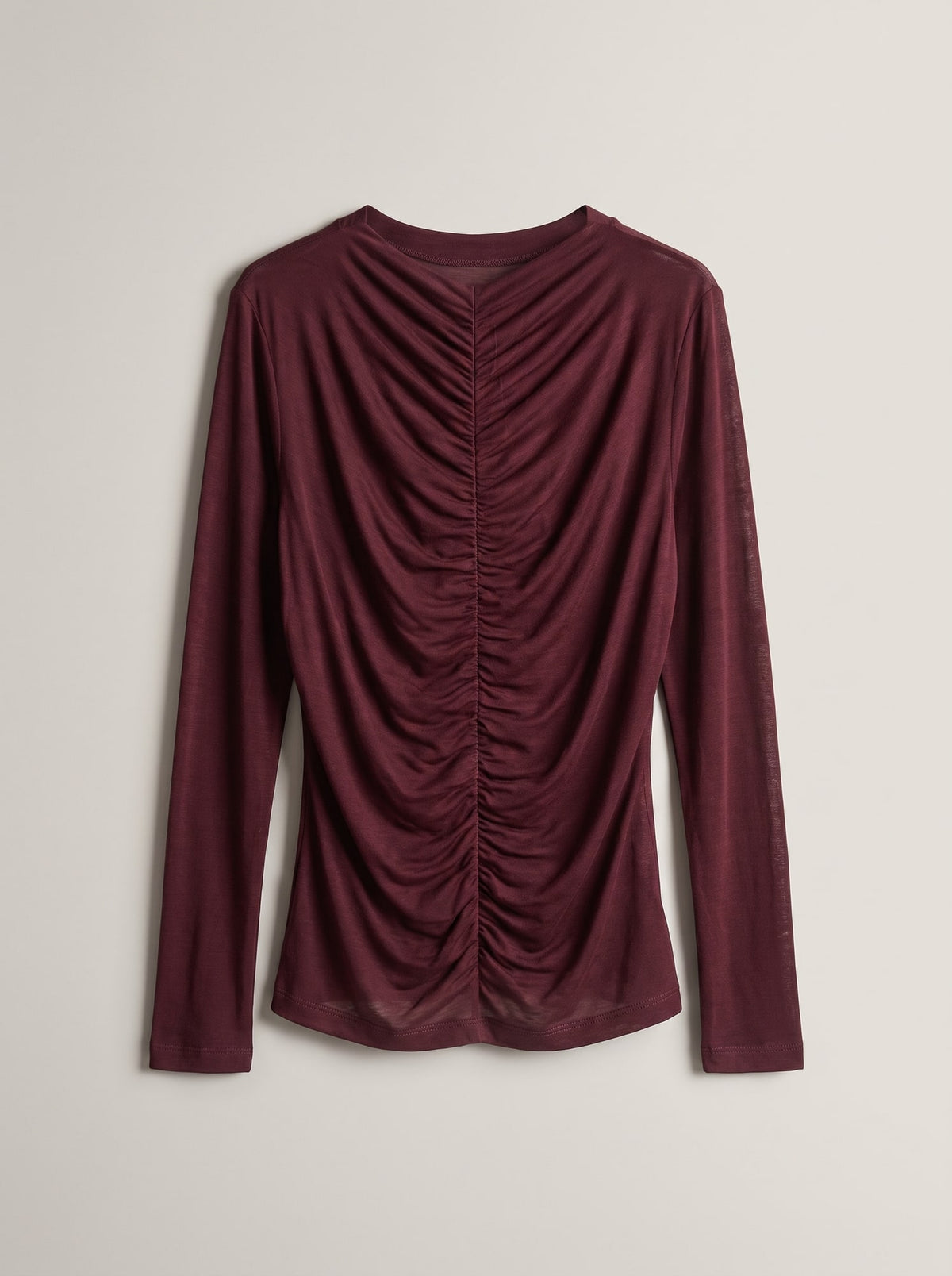 MAGLIA ARRICCIATA A MANICA LUNGA Bordeaux - still life - IRONICA