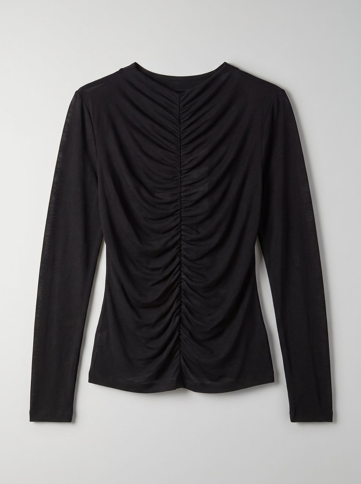 MAGLIA ARRICCIATA A MANICA LUNGA Nero - still life - IRONICA