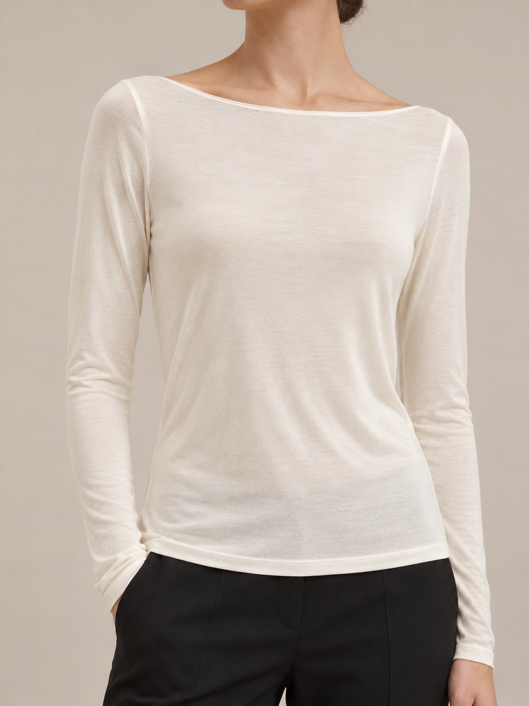 MAGLIA MISTO CASHMERE Avorio - dettaglio - IRONICA