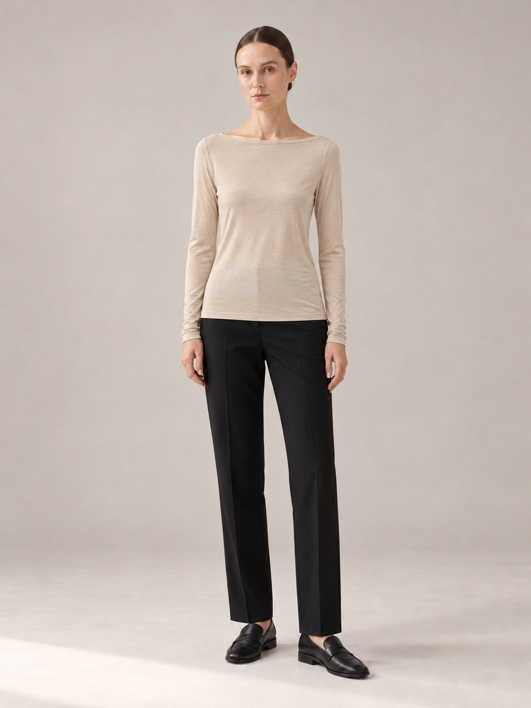 MAGLIA MISTO CASHMERE Beige - intera - IRONICA
