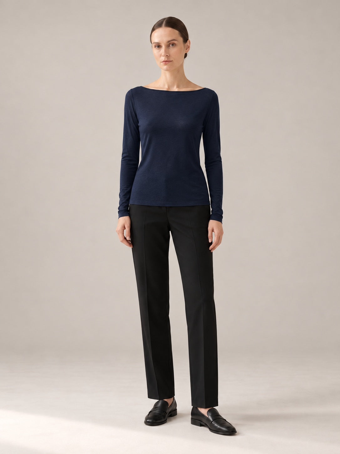 MAGLIA MISTO CASHMERE Blu scuro - intera - IRONICA