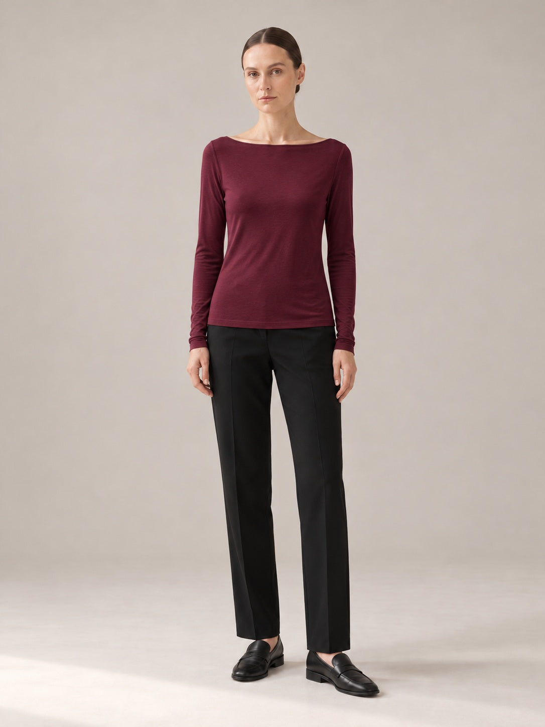MAGLIA MISTO CASHMERE Bordeaux - intera - IRONICA