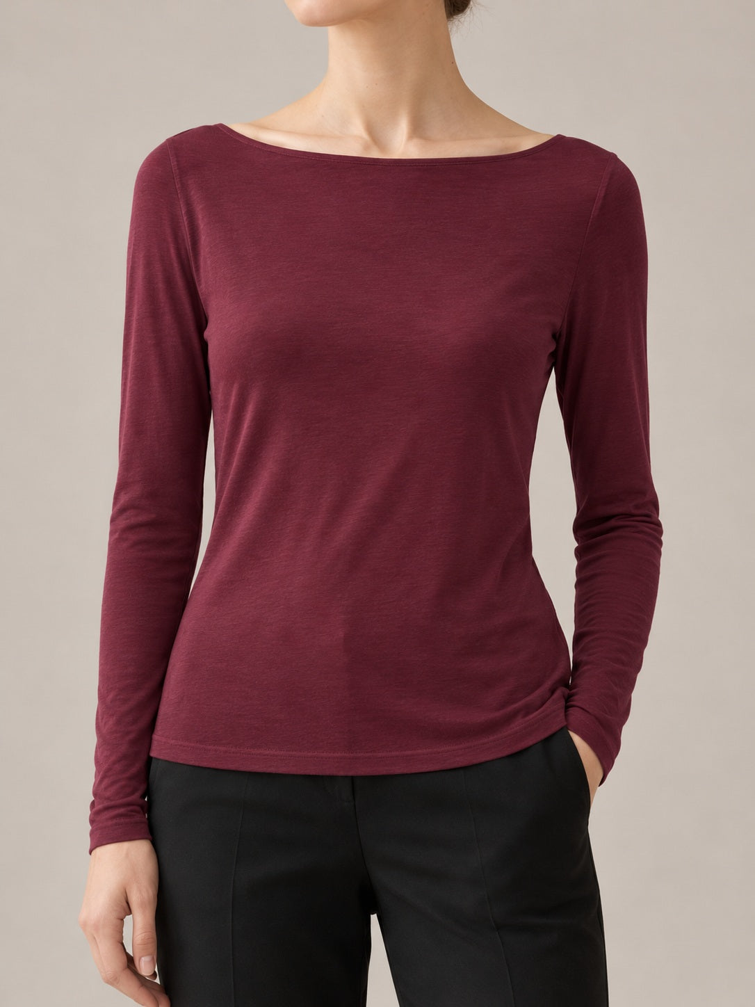 MAGLIA MISTO CASHMERE Bordeaux - dettaglio - IRONICA
