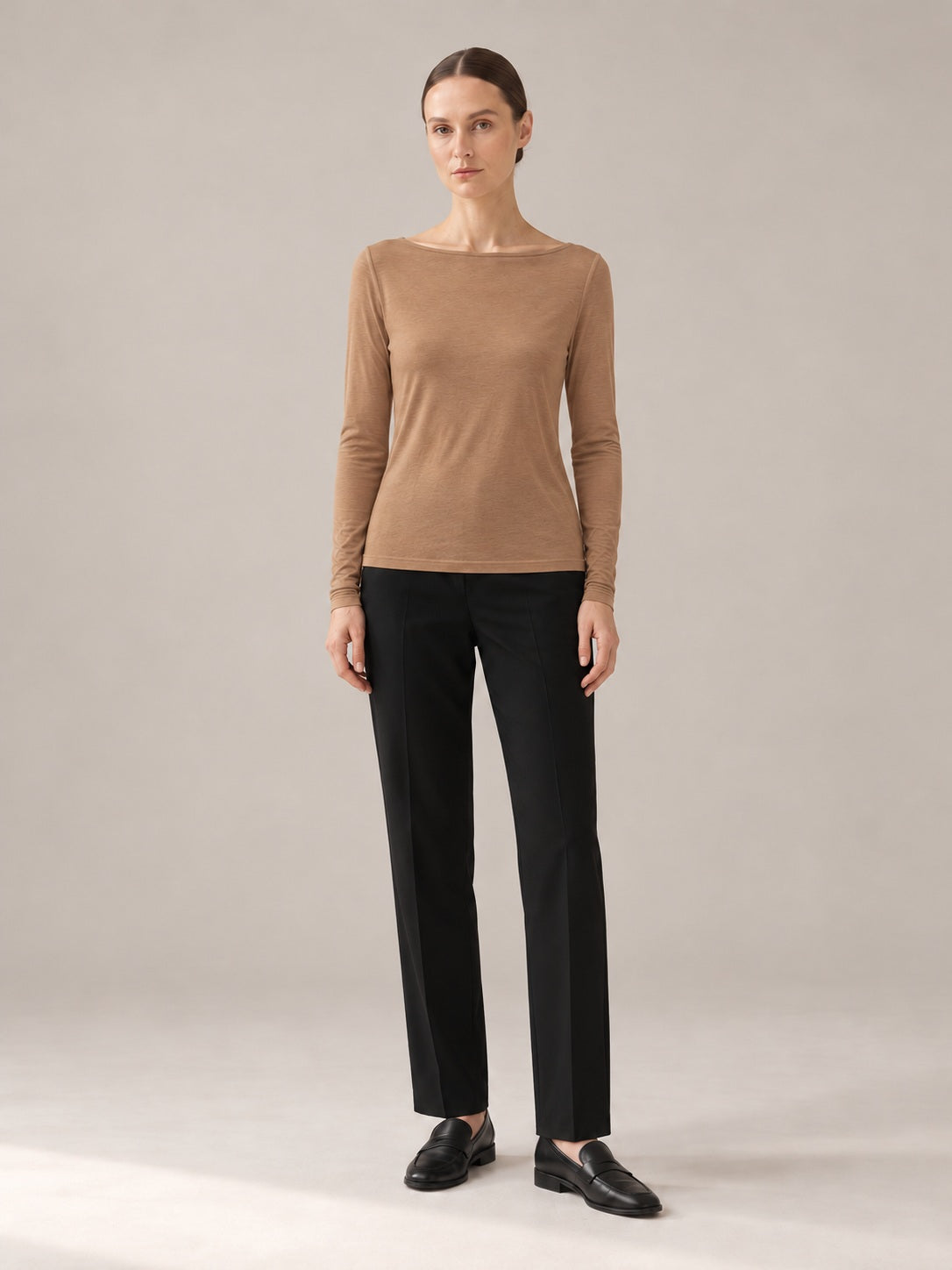 MAGLIA MISTO CASHMERE Cammello - intera - IRONICA
