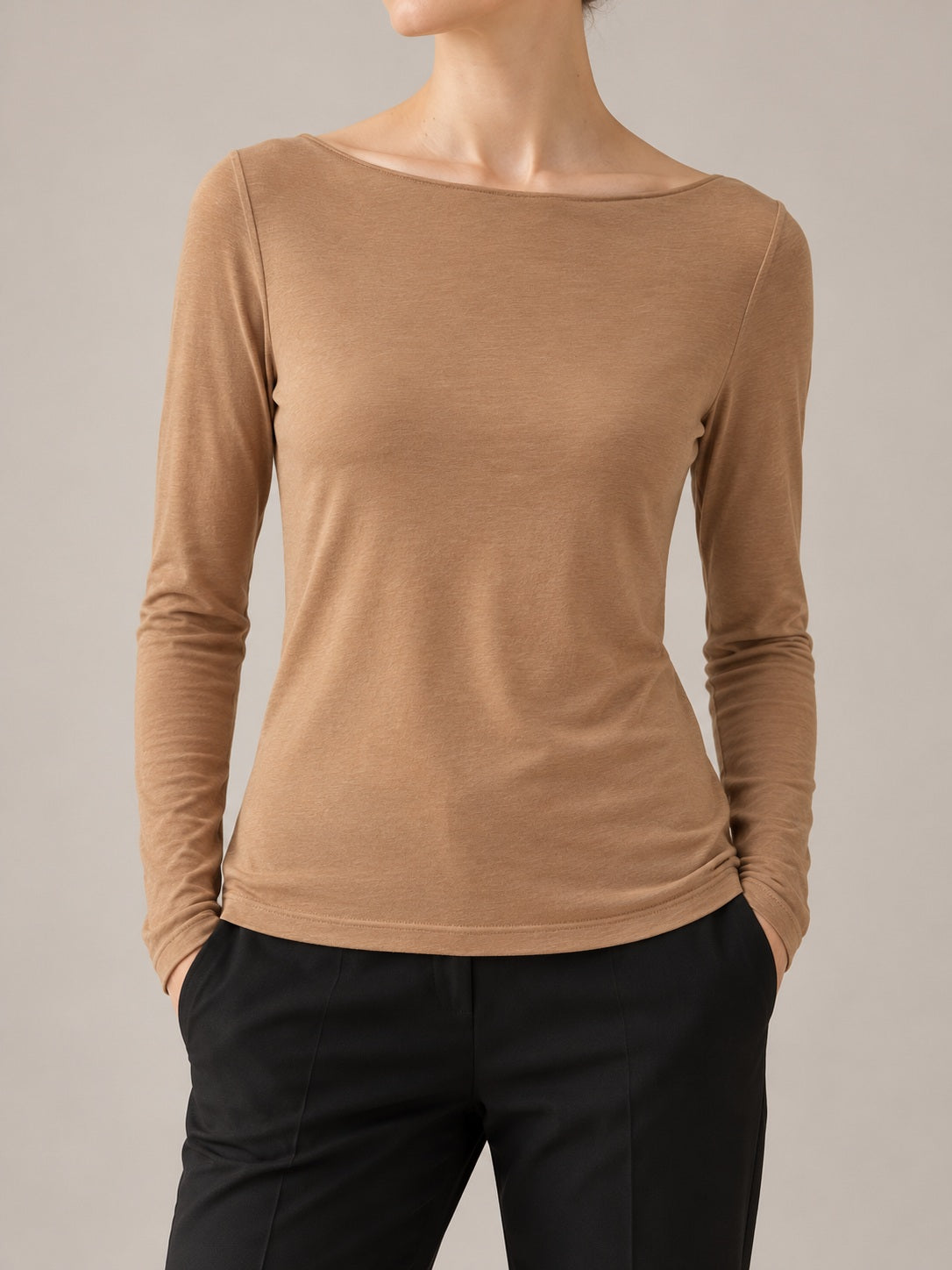 MAGLIA MISTO CASHMERE Cammello - dettaglio - IRONICA