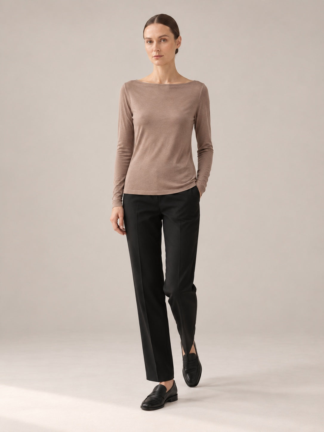 MAGLIA MISTO CASHMERE Fango - movimento - IRONICA