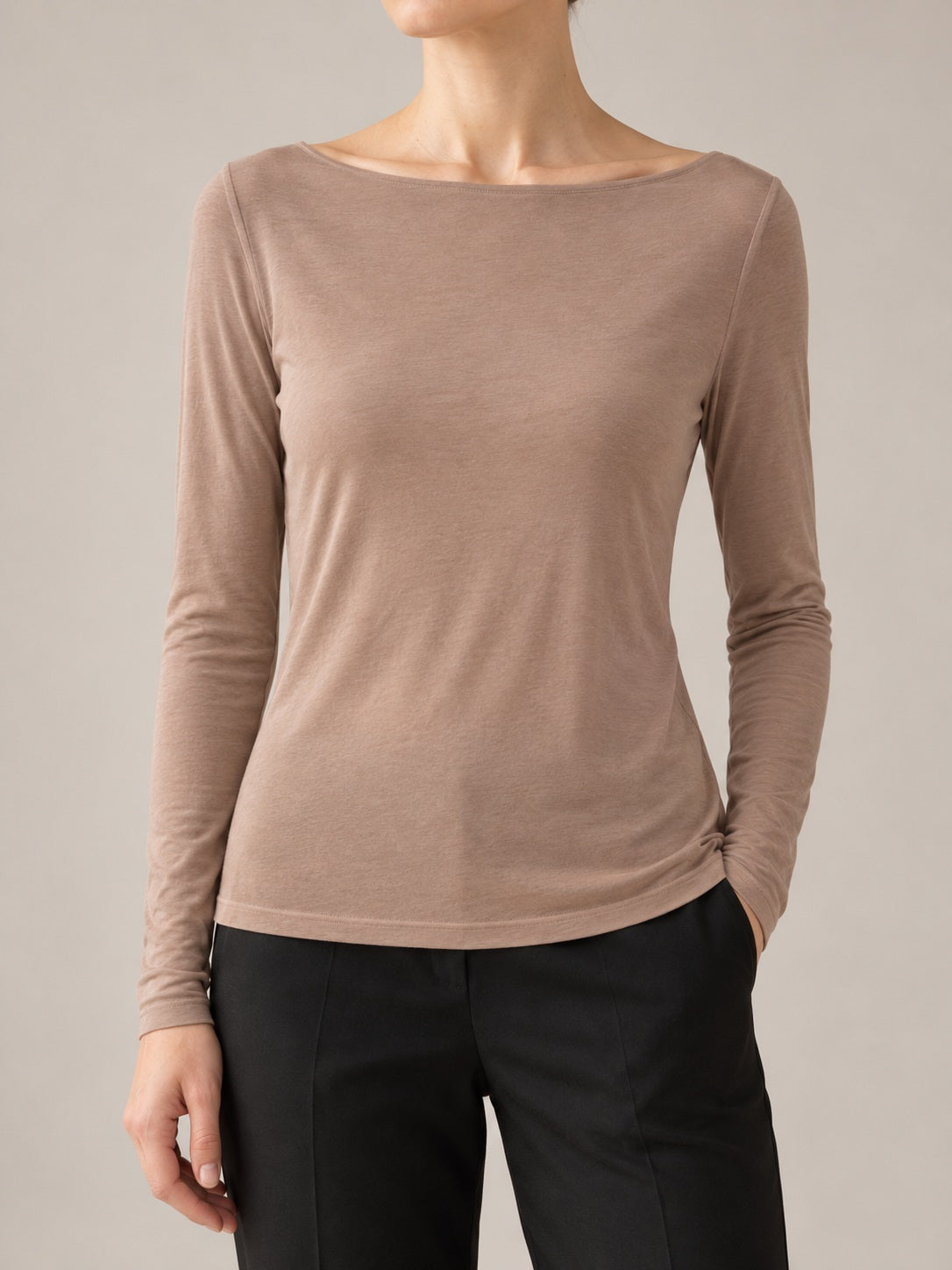 MAGLIA MISTO CASHMERE Fango - dettaglio - IRONICA