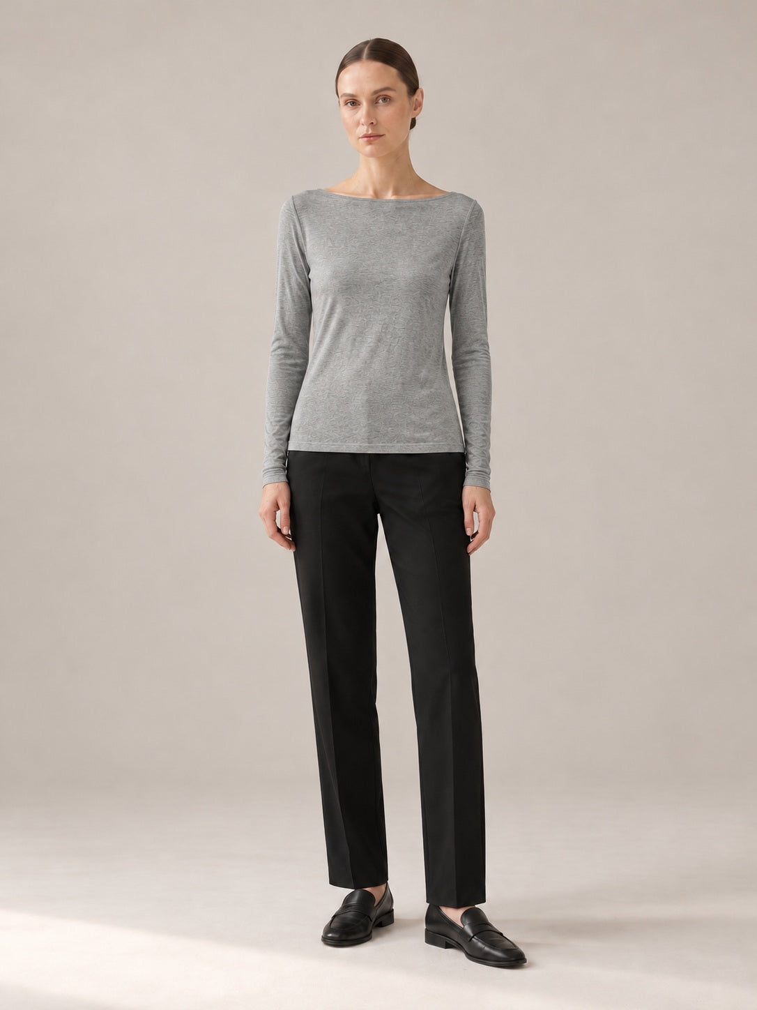 MAGLIA MISTO CASHMERE Grigio chiaro - intera - IRONICA