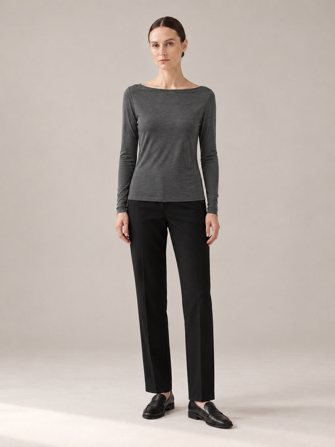 MAGLIA MISTO CASHMERE Grigio scuro - intera - IRONICA