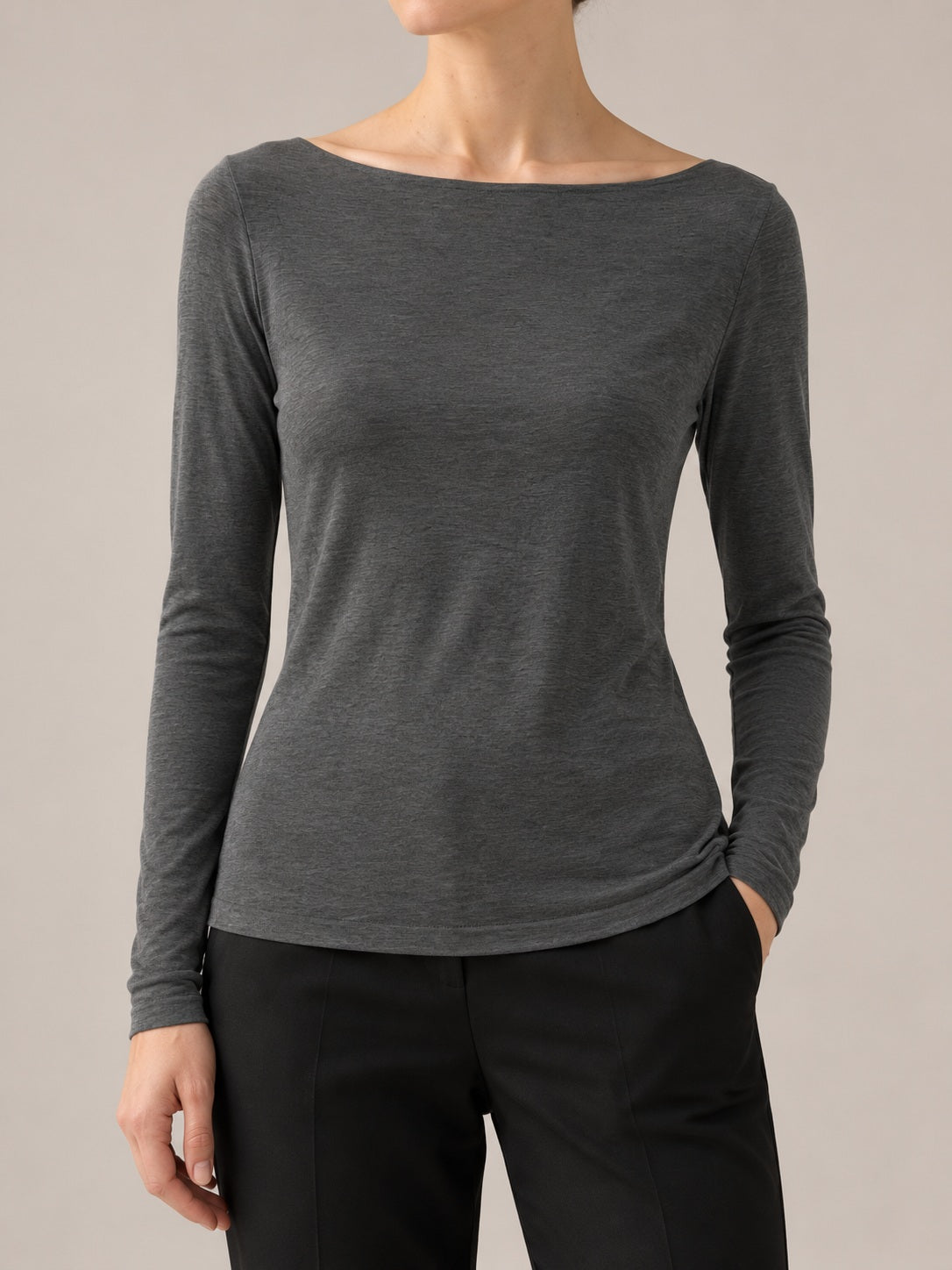 MAGLIA MISTO CASHMERE Grigio scuro - dettaglio - IRONICA