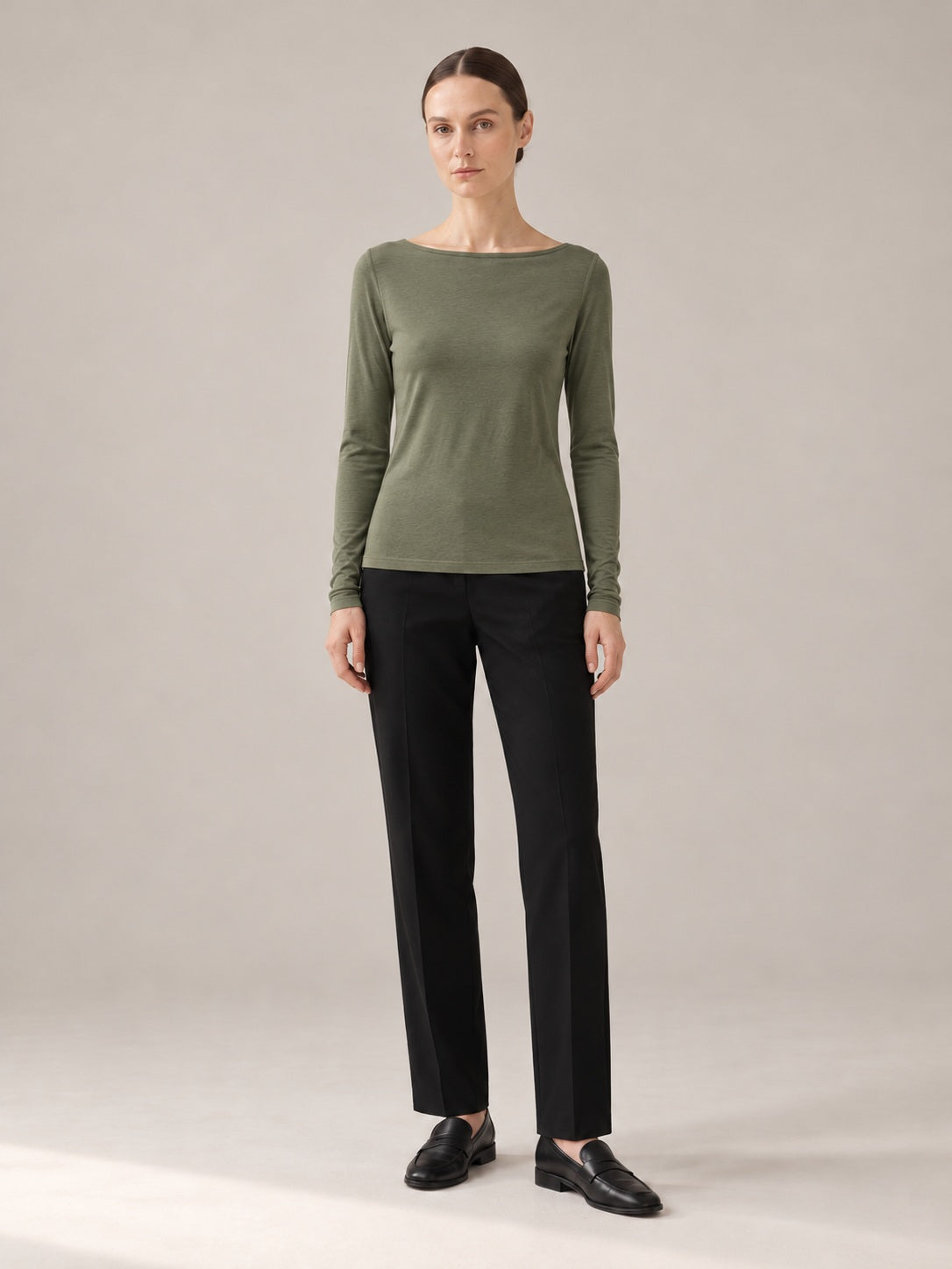 MAGLIA MISTO CASHMERE Militare - intera - IRONICA