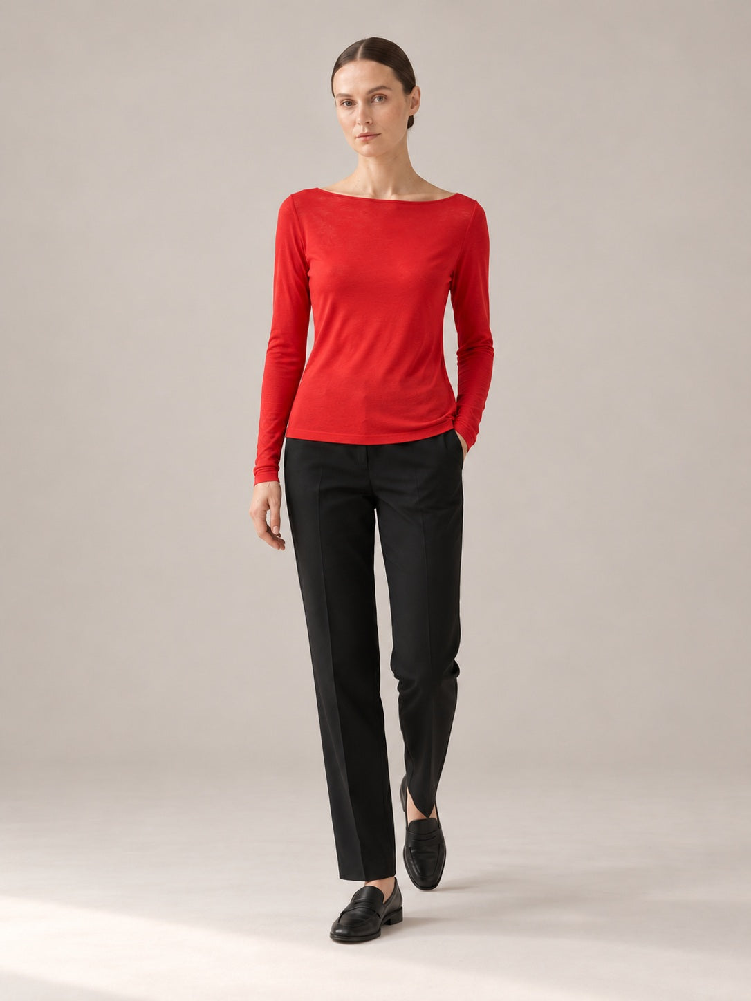 MAGLIA MISTO CASHMERE Rosso - movimento - IRONICA