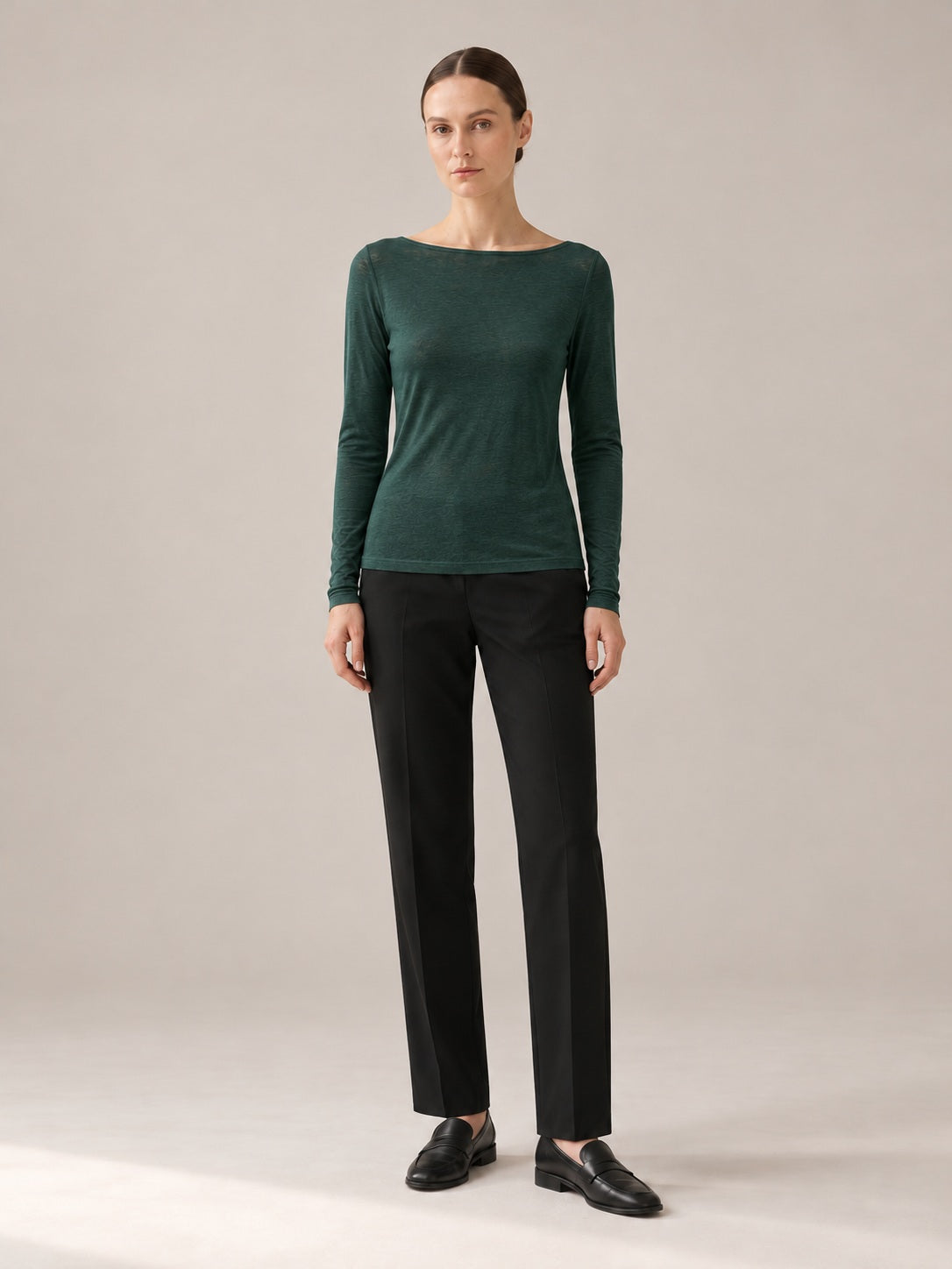 MAGLIA MISTO CASHMERE Verde bosco - intera - IRONICA