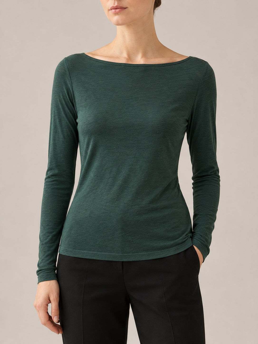 MAGLIA MISTO CASHMERE Verde bosco - dettaglio - IRONICA