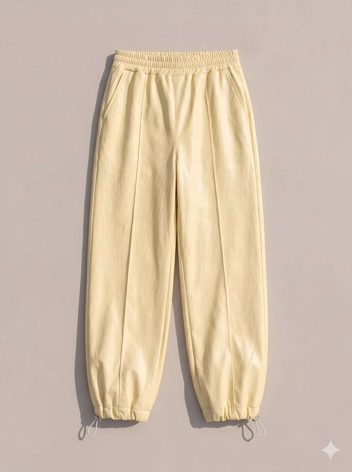 PANTALONE EFFETTO PELLE CON COULISSE Giallo - still life - IRONICA