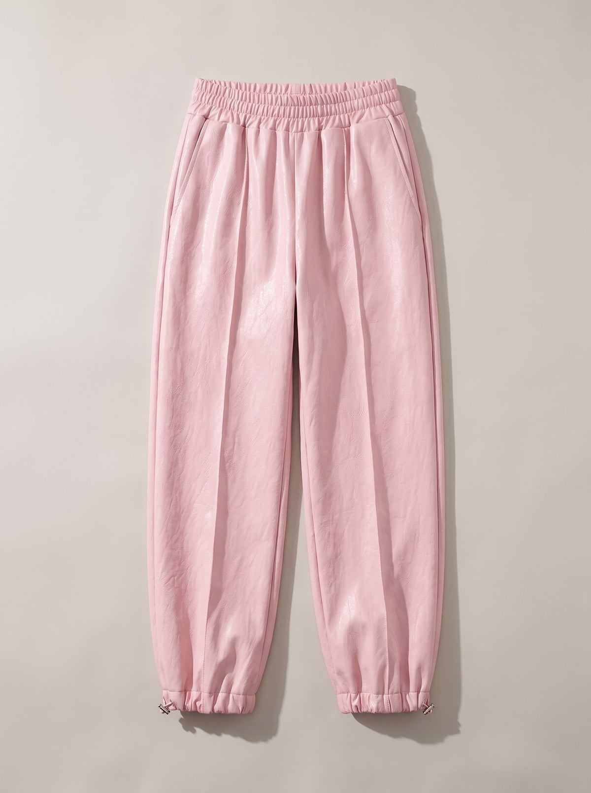 PANTALONE EFFETTO PELLE CON COULISSE Rosa - still life - IRONICA
