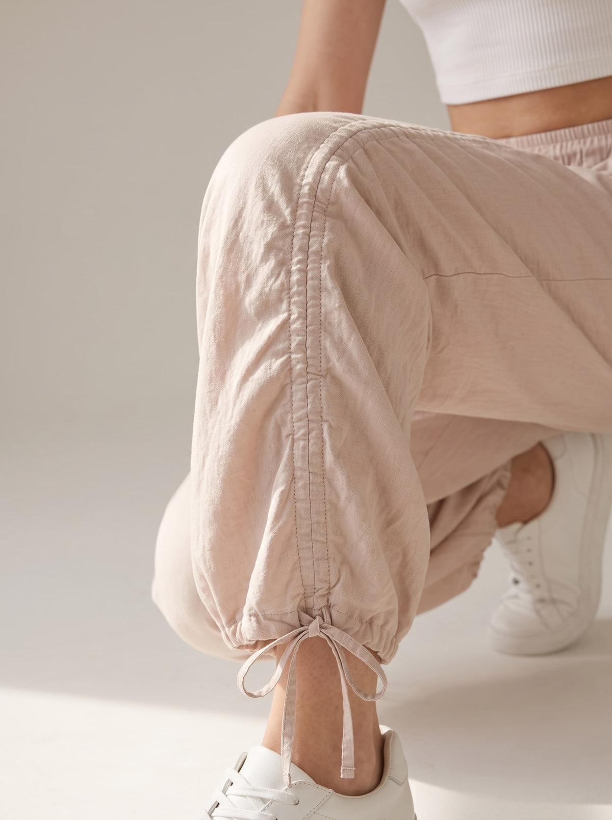 PANTALONI A PALLONCINO CON COULISSE Rosa - dettaglio - IRONICA