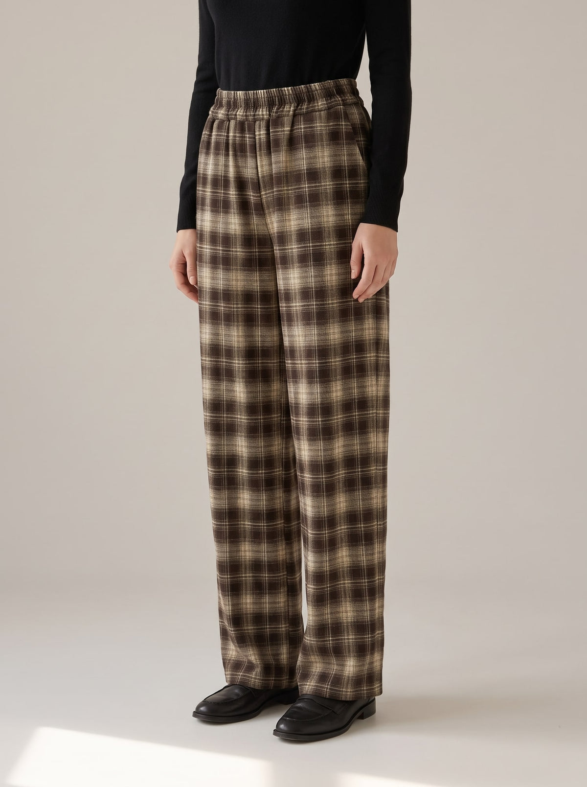 PANTALONI A QUADRI CON ELASTICO Moro - dettaglio - IRONICA